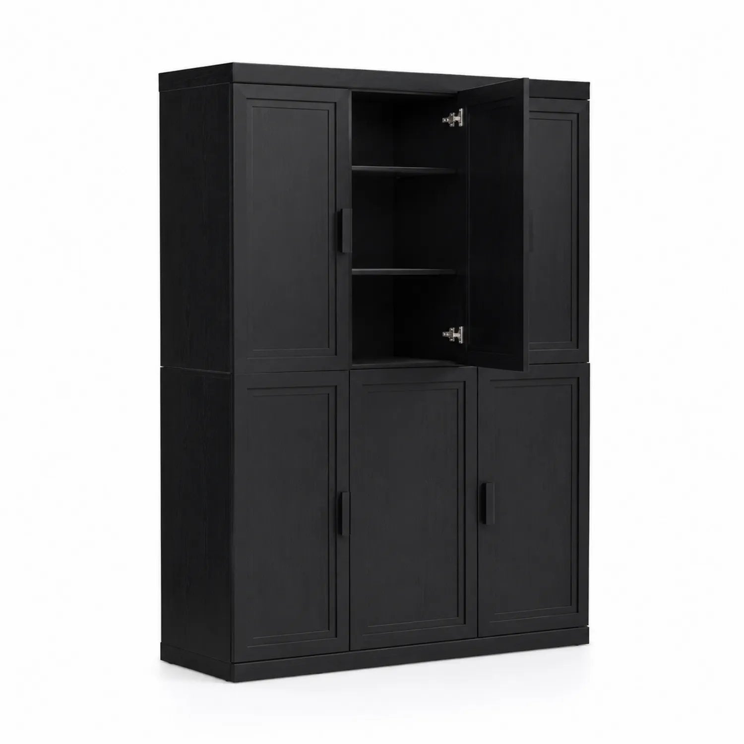 Armoire en bois noir avec étagères réglables