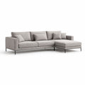 Light Gray Fabric Sectional Sofa with Metal Frame
