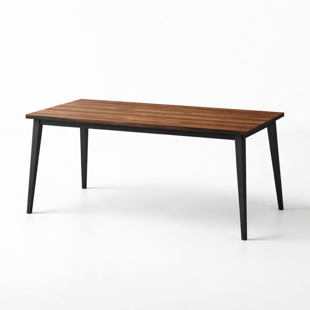 Rectangular Wooden Table with Steel Legs 150cm x 80cm x 75cm Brown