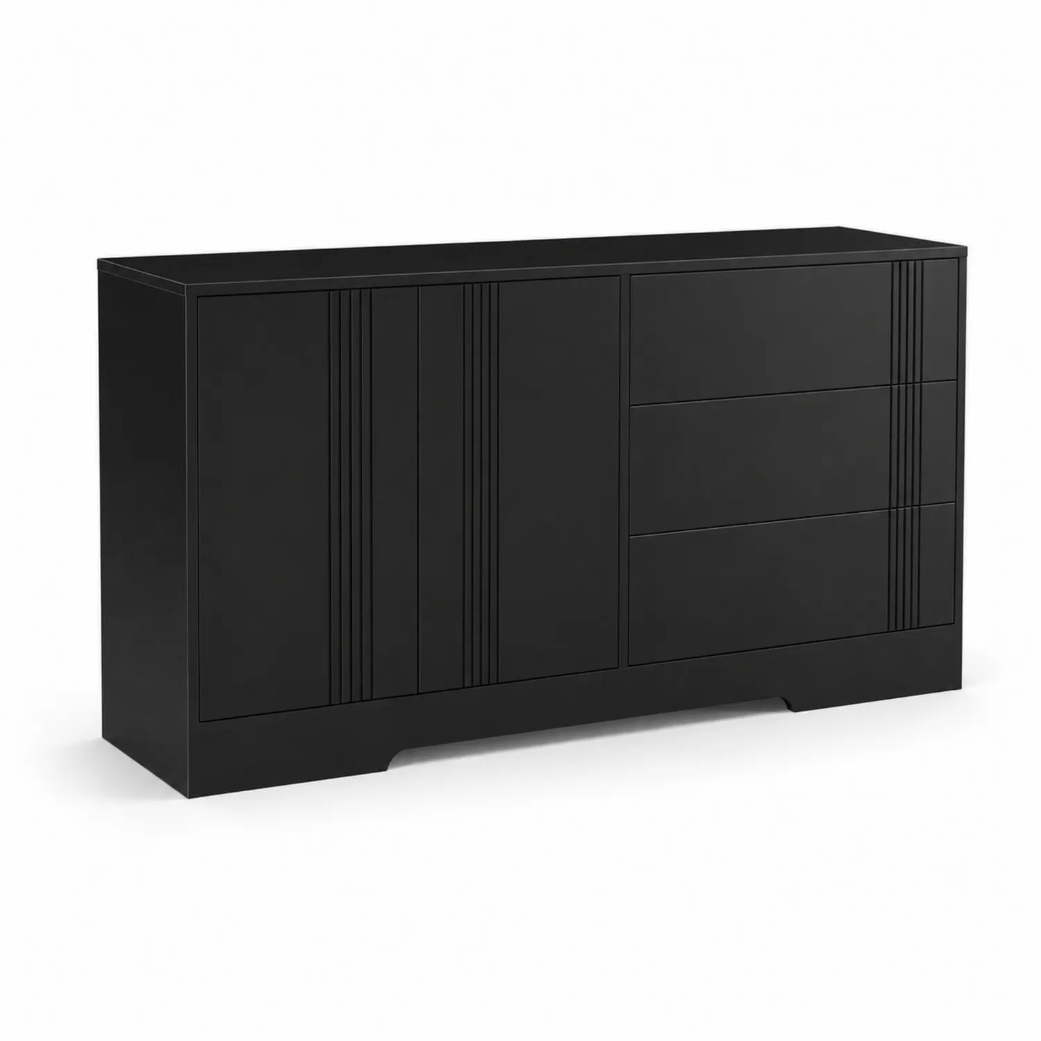 Buffet en Bois Noir avec Tiroirs et Portes 150x40x80 cm