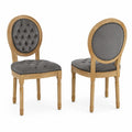 Chaises en bois et velours gris