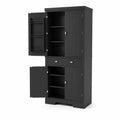 Buffet de cuisine en bois MDF noir 180x80x40cm