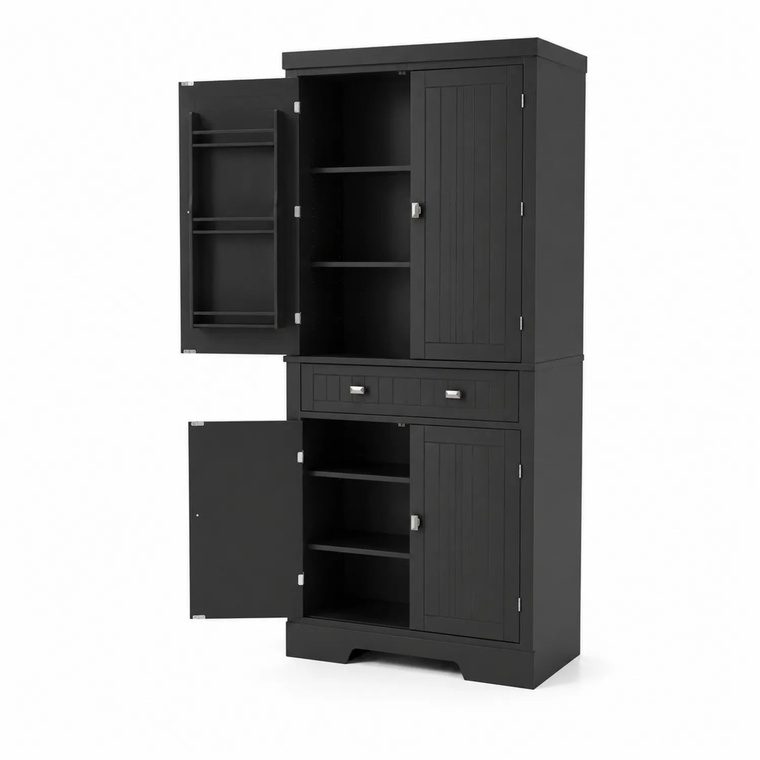 Buffet de cuisine en bois MDF noir 180x80x40cm