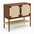 Buffet rectangulaire en bois et corde avec deux portes 100x40x80 cm