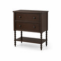Table de chevet en bois avec 2 tiroirs et étagère, Marron Foncé