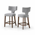Tabourets de bar en bois et tissu polyester gris - Lot de 2