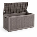 Coffre de rangement extérieur en plastique tressé 120x50x60 cm Marron