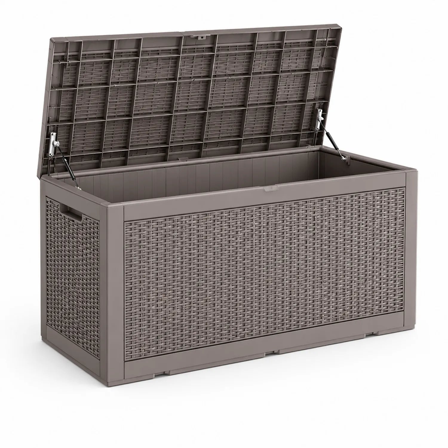 Coffre de rangement extérieur en plastique tressé 120x50x60 cm Marron