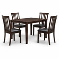 Dark Brown Wooden Dining Table Set with Four Chairs