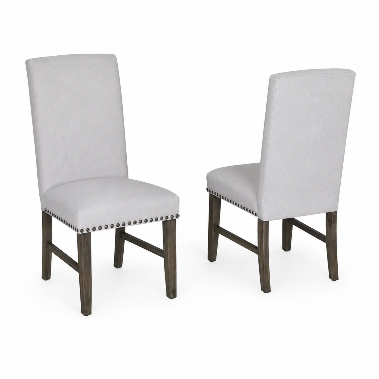 Chaises en tissu gris et bois massif lot de 2
