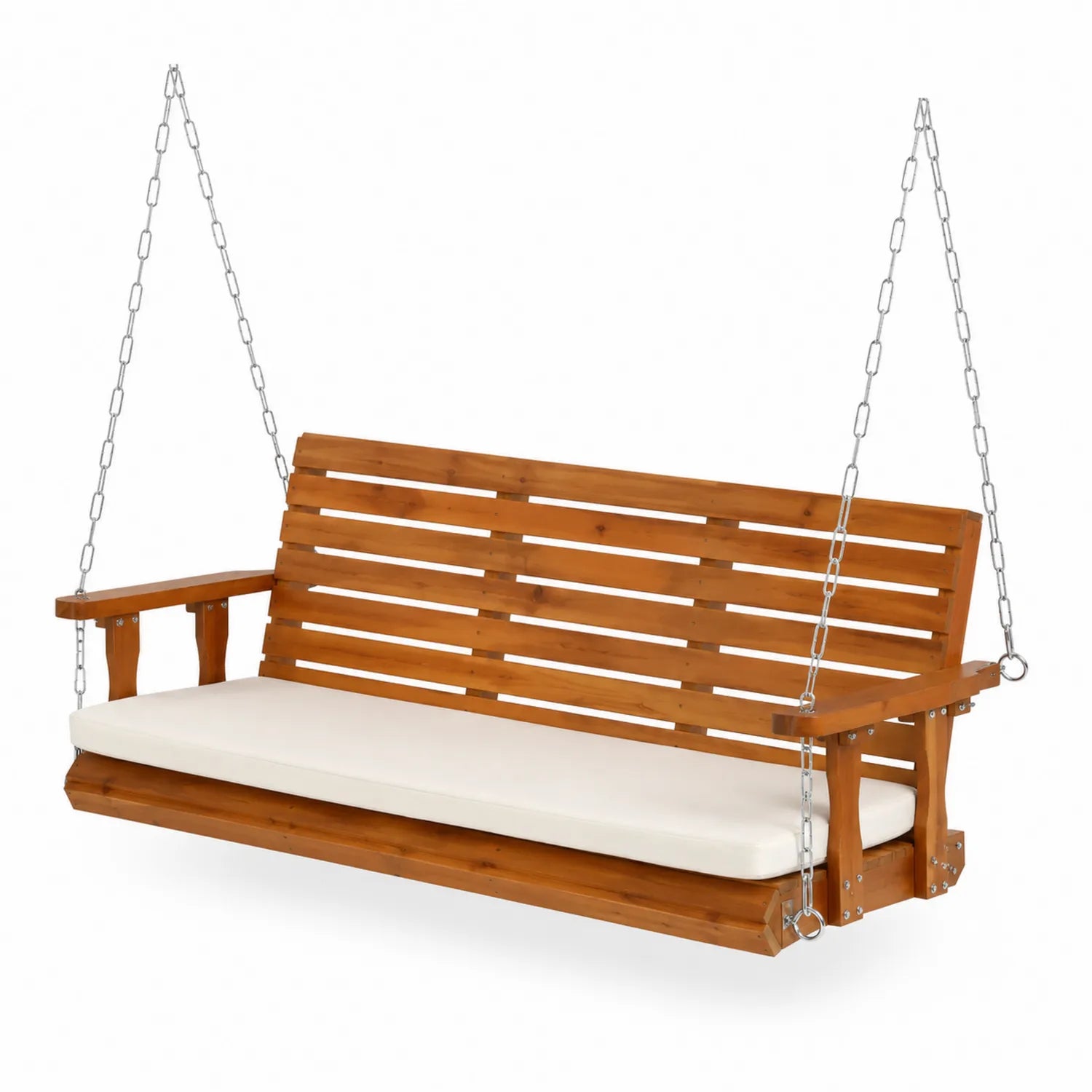 Balancelle en bois avec coussin en polyester Crème