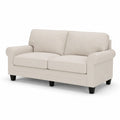 Canapé 3 places en tissu avec accoudoirs arrondis Beige