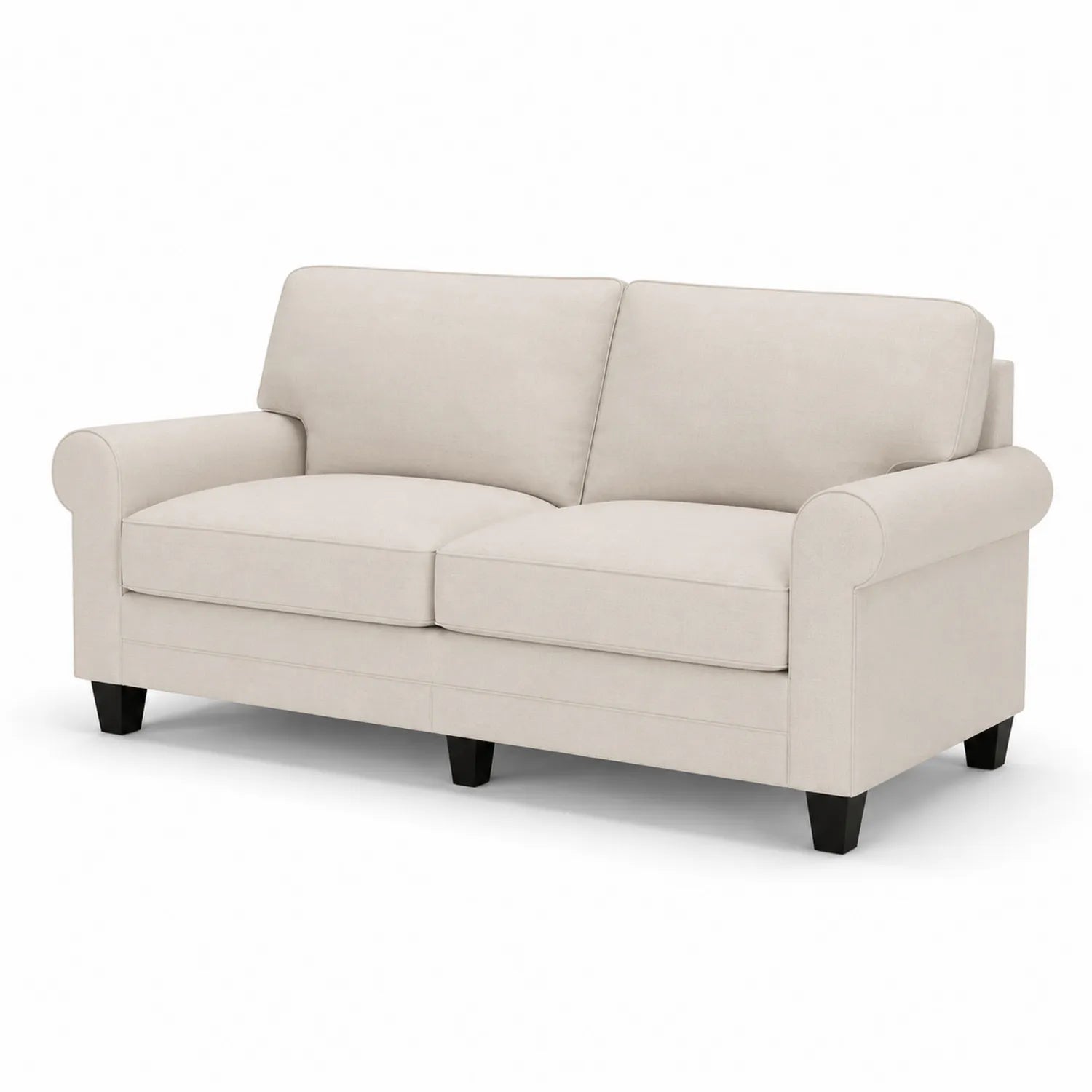 Canapé 3 places en tissu avec accoudoirs arrondis Beige