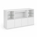 Meuble TV en Bois Blanc avec Étagères en Verre Trempé