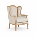 Fauteuil bergère en bois et lin naturel ivoire 80 x 90 x 110 cm