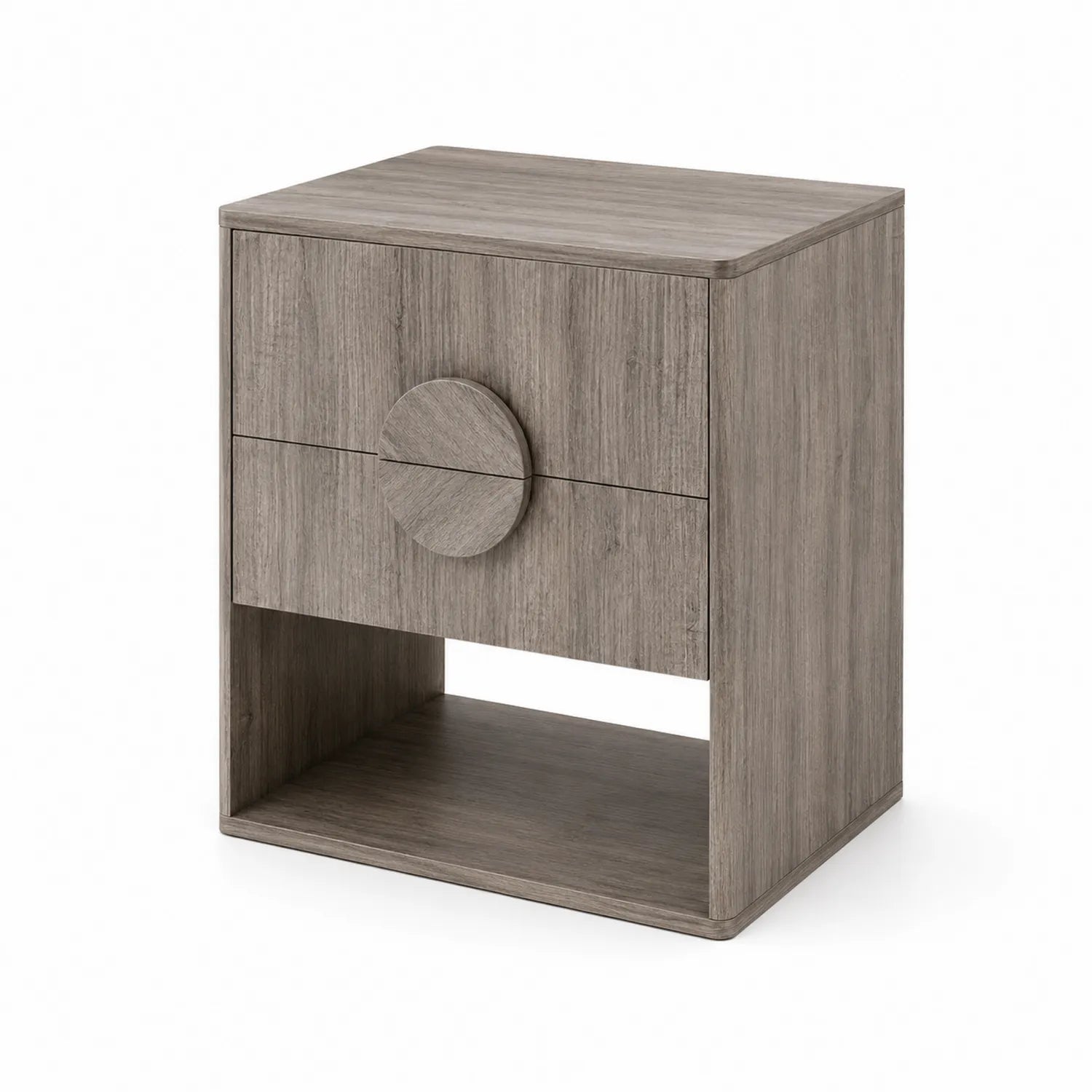 Table de chevet en MDF gris avec 2 tiroirs