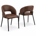 Lot de 2 chaises en cuir synthétique brun et métal noir