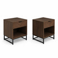 Lot de 2 tables de chevet en MDF et métal avec tiroir marron/noir